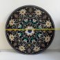 42" Black Marble Mosaic Inlaid Dining Coffee Table Top Handmade Rare Garden Arts