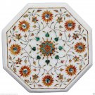 12" White Marble Coffee Table Top Hakik Stone Pietradure Inlay Eid Exclusive