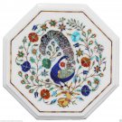 White Marble Coffee Table Top Marquetry Inlay Peacock Art Wedding Gift Decor White Marble Coffee Table Top Marquetry Inlay Peacock Art Wedding Gift Decor