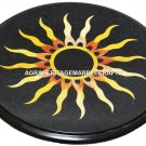Black Marble Round Mosaic Coffee Top Table Hakik Inlay Marquetry Art Decor H3000