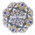 24" White Marble Decorative Plate Inlay Marquetry Italian Art Flower Shape Decor