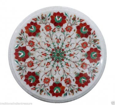 12" Marble Coffee Table Top Mosaic Pietra Dura Handmade Home Decorative Arts