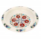 11"x11''x3.5'' Marble Multi Stone Gift Bowl Mosaic Inlay Marquetry Decor H3643