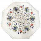 12" Marble White Coffee Table Top Rare Floral Inlay Mosaic Work Furniture Decor 12" Marble White Coffee Table Top Rare Floral Inlay Mosaic Work Furniture Decor