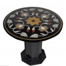 23" Black Round Marble Coffee Table Handmade Marquetry Home Decor With Stand 23" Black Round Marble Coffee Table Handmade Marquetry Home Decor With Stand