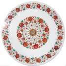 24" White Marble Carnelian Floral Work Coffee Table Top Marquetry Home Decor Art