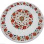24" White Marble Carnelian Floral Work Coffee Table Top Marquetry Home Decor Art