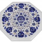 Marble Side Coffee Table Top Lapis Gem Inlaid Pietradure Patio Decorative H1377