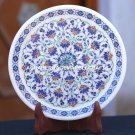 Antique Marble Round Serving Plate Semi Mosaic Lapis Inlay Marquetry Decor H1954 Antique Marble Round Serving Plate Semi Mosaic Lapis Inlay Marquetry Decor H1954