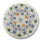 Round Marble Coffee Console Table Top Malachite Lapis Mosaic Floral Decor H4392 Round Marble Coffee Console Table Top Malachite Lapis Mosaic Floral Decor H4392