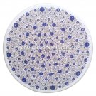 36" Marble Round Dining Room Table Lapis Gems Inlay Micro Mosaic Art Decor H2902