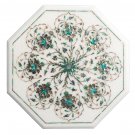 Marble White Center Table Top Pauashell Inlay Pietra Dura Art Garden Decor H2697