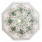 Marble White Center Table Top Pauashell Inlay Pietra Dura Art Garden Decor H2697