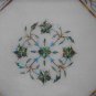 18" White Marble Top Coffee Table Malachite Paua Shell Marquetry Inlay Art Decor