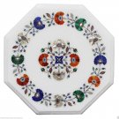 12" White Marble Coffee Table Top Rare Inlay Gems Pietradura Outdoor Decorative 12" White Marble Coffee Table Top Rare Inlay Gems Pietradura Outdoor Decorative