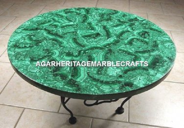 Green Marble Dining Table Top Mosaic Malachite Inlay Occasion Garden Decor H2057