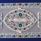18"x12'' White Marble Tray Plate Grill Work Inlay Marquetry Floral Kitchen Decor