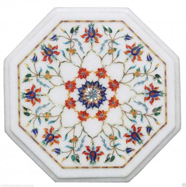 12" Marble Coffee Center Table Top Carnelian Inlay Mosaic Giving Tuesday Decor