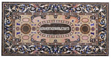 Brown Marble Dining Table Top Pietradure Arts Gems Inlay Living Home Decor H3358