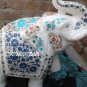 12'' White Marble Elephant Trunk Up Lapis Mosaic Stone Handmade Art Inlay Decor