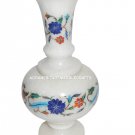 Marble Flower Vase Jar Semi Precious Marquetry Inlay Art Collectible Gifts H1365