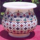 12" Marvelous Marble Multi Marquetry Inlay Decorative Flower Pot Valentine Gifts