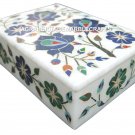 Marble Jewelry Box Trinket Box Lapis Floral Work Marquetry Gift Art Decor H1889