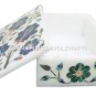 Marble Jewelry Box Trinket Box Lapis Floral Work Marquetry Gift Art Decor H1889
