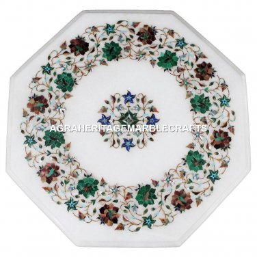 Marble Coffee Table Top Multi Stone Inlaid Pietra Dura Mosaic Patio Decor H1432