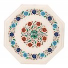 White Marble Coffee Table Top Multi Inlay Floral Furniture Mosaic Decor H3536 White Marble Coffee Table Top Multi Inlay Floral Furniture Mosaic Decor H3536