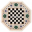 White Marble Chess Table Top Marquetry Floral Art Inlay Mosaic Home Decor H3550