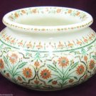 6" White Marble Flower Pot Rare Hakik Stone Inlay Pietradure Table Decor Gifts