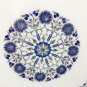 24" White Marble Coffee Table Top Marquetry Real Lapis Inlay Living Room Decor