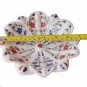 White Marble Fruit Bowl Real Gemstone Inlay Lapis Marquetry Art Table Decor Gift