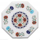12" White Marble Top Coffee Corner Table Mosaic Inlay Marquetry Home Decor