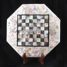 Marble White Coffee Table Seashell Chess Top Pietradura Inlay Patio Decor H3702