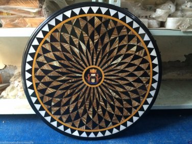 24" Marble Fine Coffee Table Top Rare Marquetry Inlaid Work Art Christmas Decor