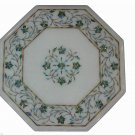 12" White Marble Coffee Table Top Handmade Paua Shell Pietra Dura Decorative Art 12" White Marble Coffee Table Top Handmade Paua Shell Pietra Dura Decorative Art