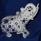 White Marble Elephant Statue Lapis Lazuli Inlay Stone Arts Decorative Home Gift