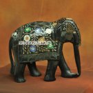9'' Marble Elephant Trunk Down Marquetry Stone Inlay Home Decor Gifts Arts H3770