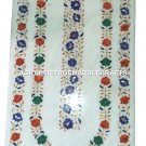 White Marble Dining Table Top Marquetry Hakik Inlay Gemstone Outdoor Decor H2930