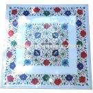 White Marble Coffee Table Top Mosaic Floral Inlaid Decorative Hallway Gift H2926