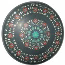 Marble Round Coffee Center Table Top Carnelian Inlay Floral Kitchen Decor H942