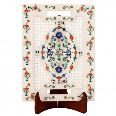 12''x9'' Marble Dish Tray Plate Filigree Art Inlay Dining Table Home Decor H3655