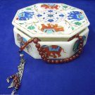 6"x6"x2" Marble Jewelry Storage Box Elephant Inlay Marquetry Collectible Decor 6"x6"x2" Marble Jewelry Storage Box Elephant Inlay Marquetry Collectible Decor