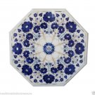 18" Marble Lapis Semi Precious Stones Coffee Table Top Unique Mughal Arts Decor