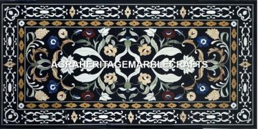 Black Marble Dining Coffee Table Top Pietradura Inlay Furniture Gift Decor H2897