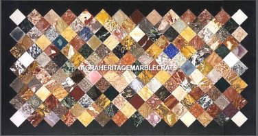 Exclusive Multi Marble Dining Table Mosaic Precious Inlaid Decor Furniture H5267