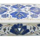 Lapis Lazuli White Marble Jewelry Box Trinket Handmade Real Pietra Dura H1917