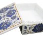 Lapis Lazuli White Marble Jewelry Box Trinket Handmade Real Pietra Dura H1917